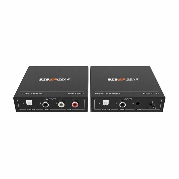 Long Range Digital/Analog Audio Extender Kit over Cat5e/6/7 up to 950ft Stereo/TOSLINK/COAX, Bzbgear, Mfr#: BG-AUD-TCS